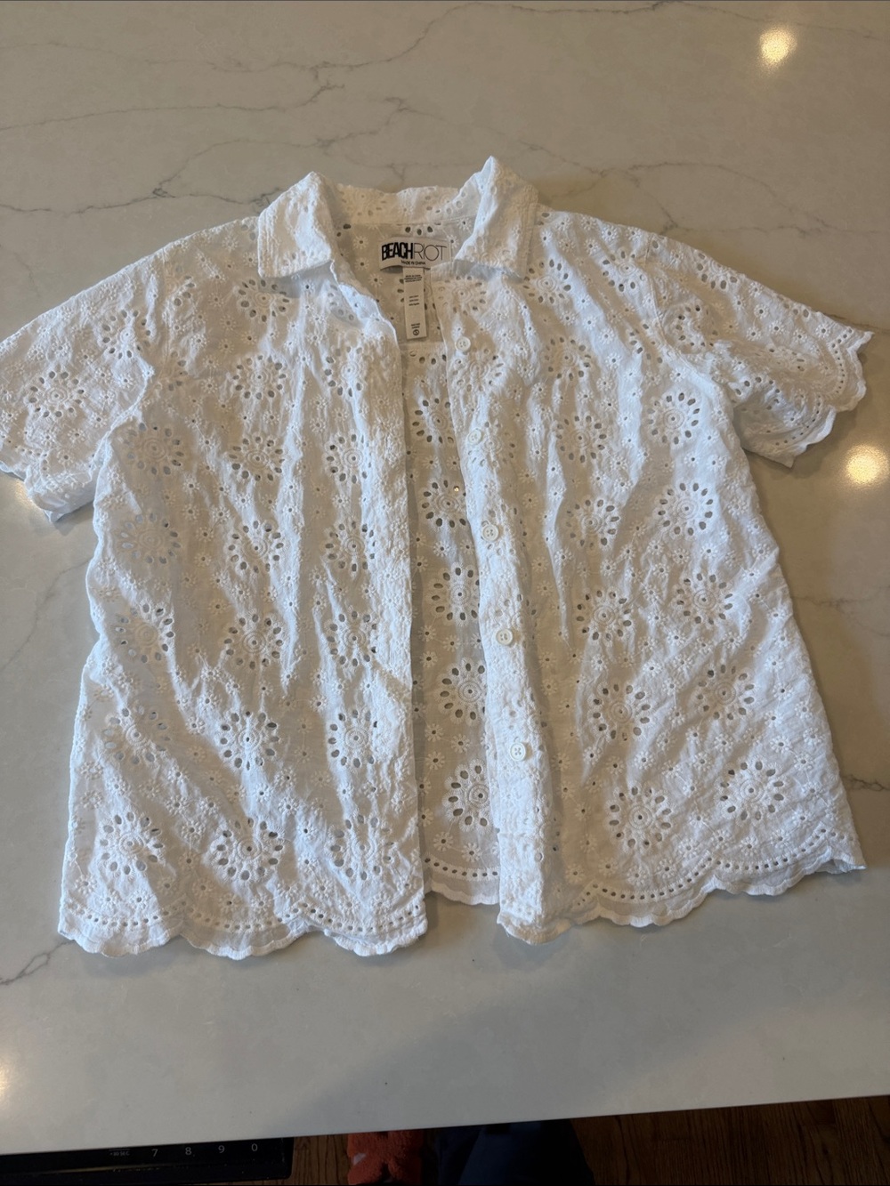 Beach Riot Lexie Top in White Magnolia Eyelet